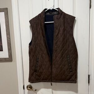 Men's Reversible Quilted Vest in Rich Brown